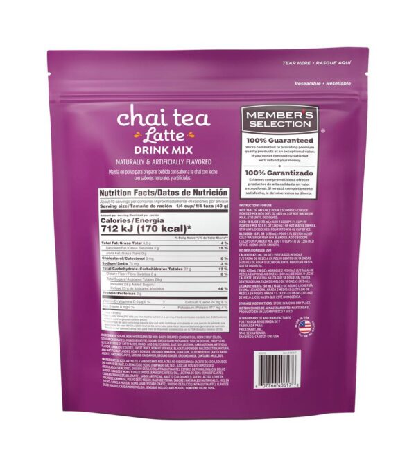 Member's Selection Mezcla en Polvo para Preparar Té Chai Latte con Especias 1.58 kg / 56 oz - Image 2