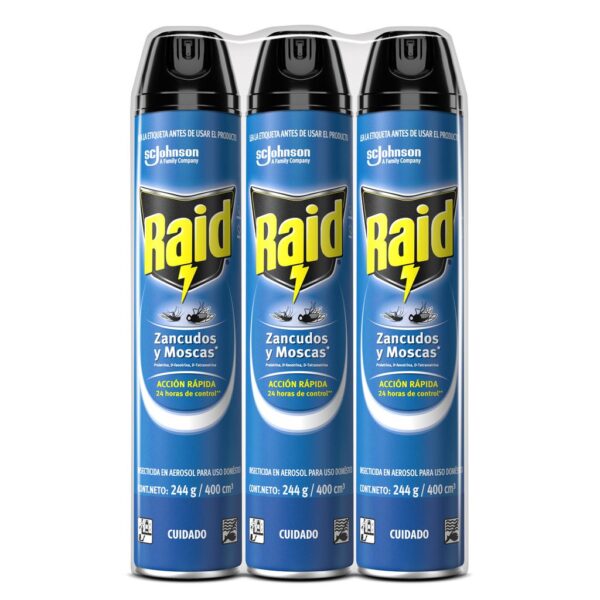 Raid Insecticida Elimina Insectos Voladores 3 Unidades / 400 mL / 14 oz