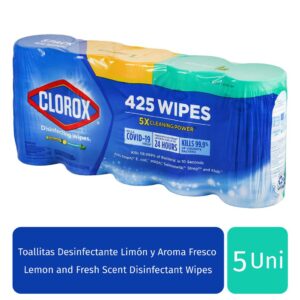 Clorox Toallitas Húmedas para Limpiar y Desinfectar 5 Unidades / 85 Toallitas