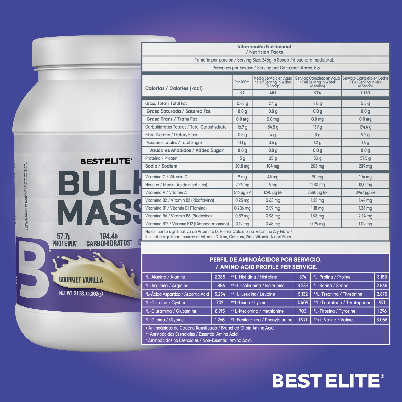 BEST ELITE BULK MASS 3-6Lb - Image 2