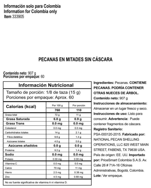Member's Selection Pecanas en Mitades, Sin Cáscara y Sin Sal 907 g / 32 oz - Image 2