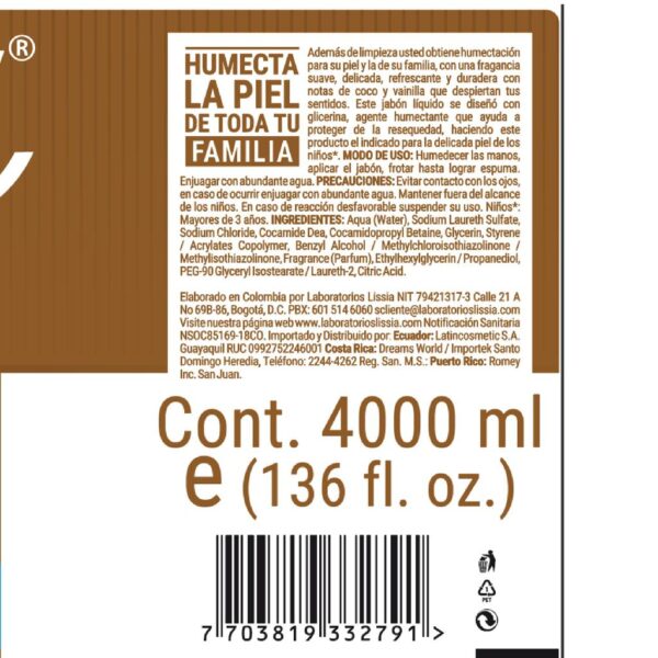 Capibell Jabón Antibacterial para Manos y Cuerpo 4 L / 1.05 gal - Image 3