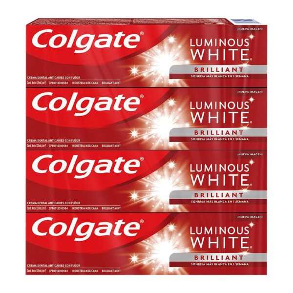 Colgate Luminous White Brilliant Crema Dental Blanqueadora 4 Unidades / 125 mL / 4.22 oz - Image 4