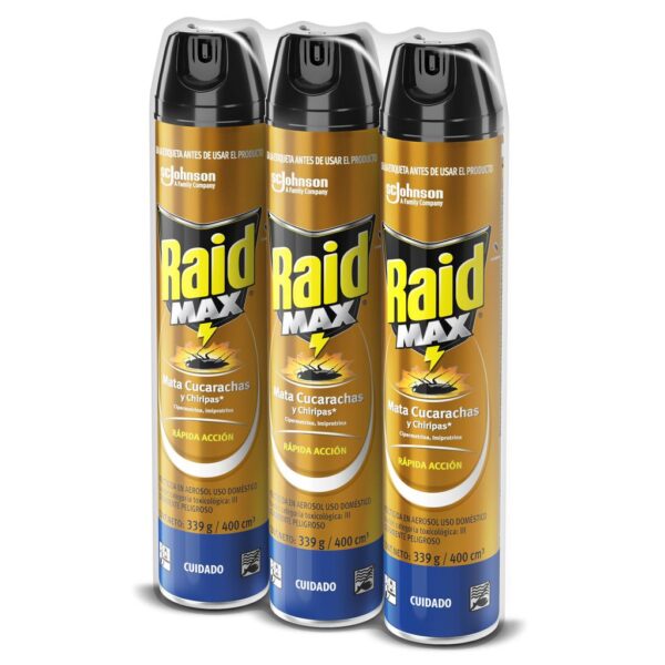 Raid Insecticida en Aerosol Mata Cucarachas Rápida Acción 3 Unidades / 400 mL / 13.52 ozRaid Insecticida en Aerosol Mata Cucarachas Rápida Acción 3 Unidades / 400 mL / 13.52 oz - Image 4