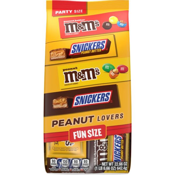 Snickers y M&M'S Paquete Variado de Caramelos para Amantes del Maní y la Mantequilla de Maní 642.4 g / 22.66 oz